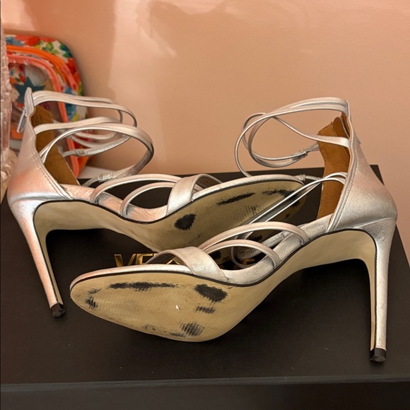Steve Madden Silver Strappy Heels - Picture 5 of 6